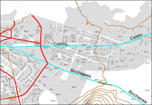 Il fiume Castro, il torrente della Bicchieraia e la struttura insediativa